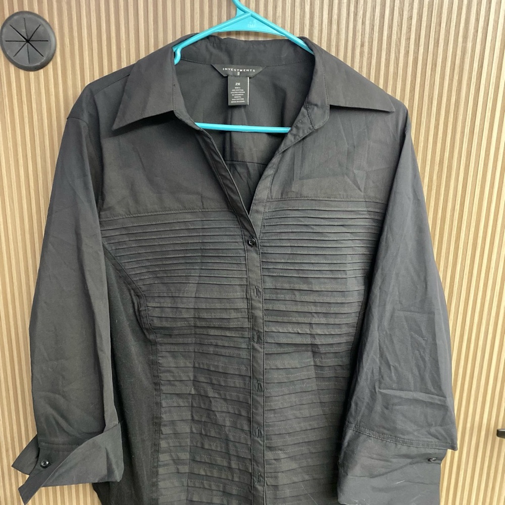 Black Plus Blouse with Buttons